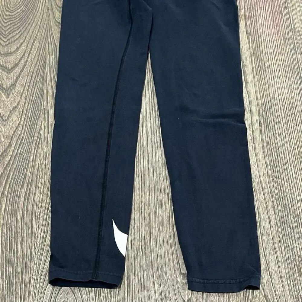 Nike Girls Youth Mid Rise Elastic Waist Pull-On Swoosh Print Logo Black Size L